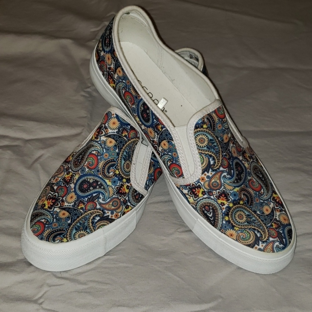 Blue Paisley Slip-on Sneakers